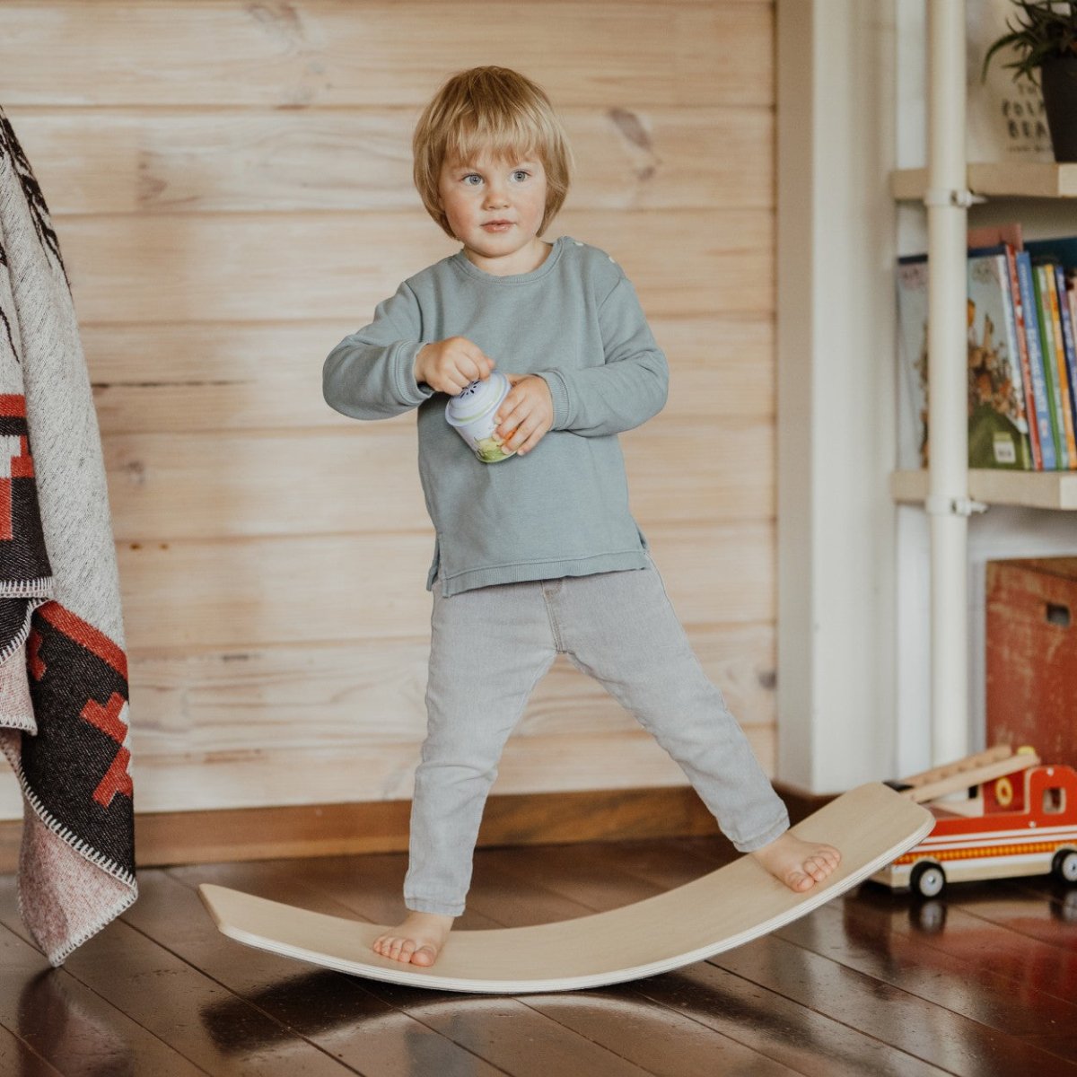 Wooden Balance Board for Kids – Natural Wood - Tiny Tugz™