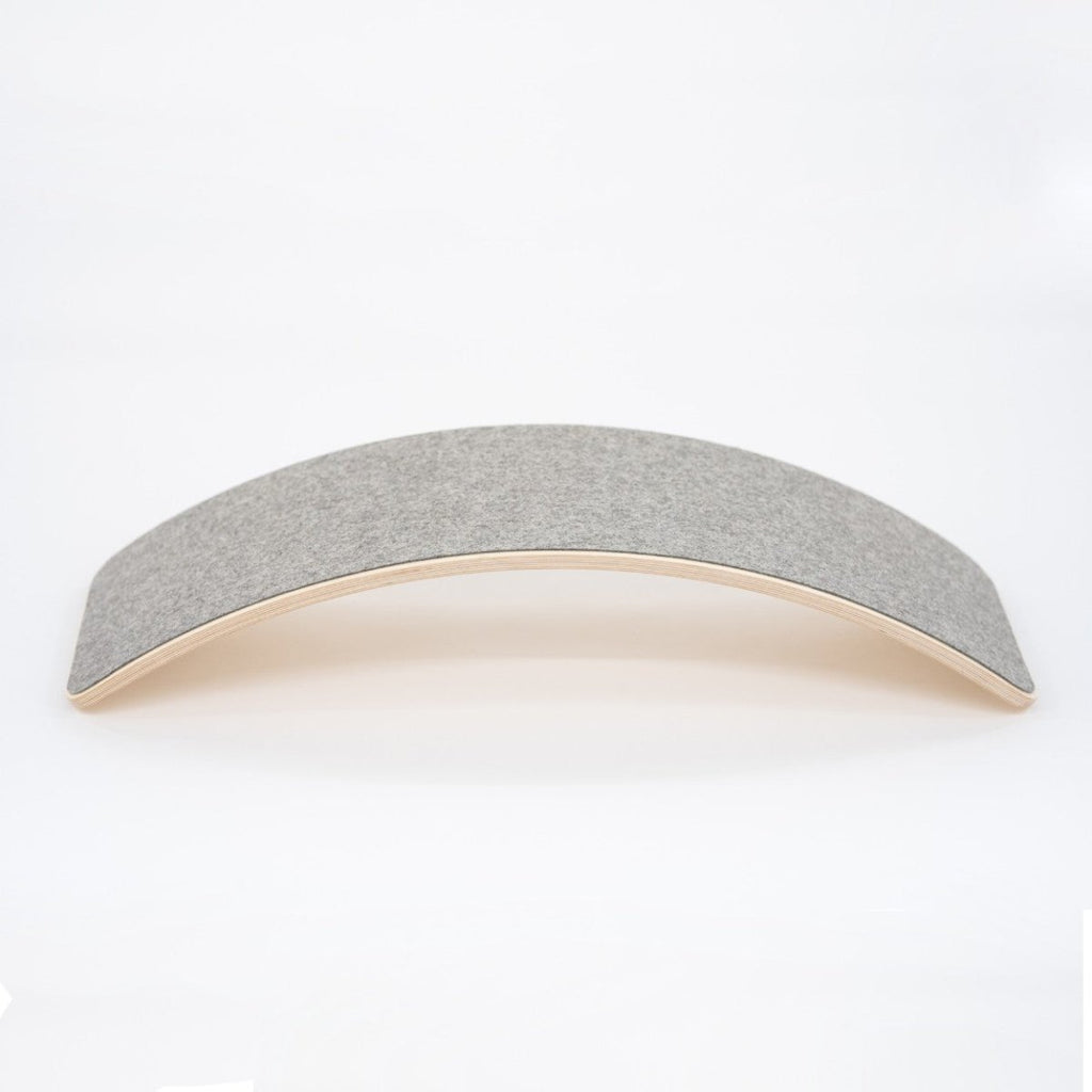 Wooden Balance Board for Kids with Grey Felt Base – Natural Wood - Tiny Tugz™
