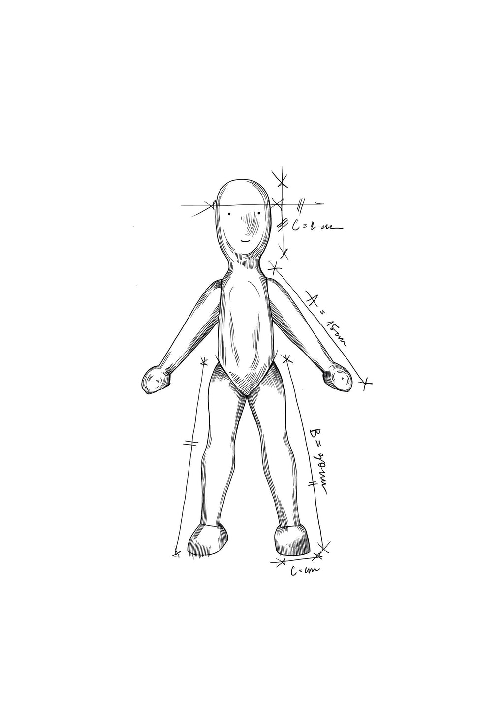 Wooden Walnut Doll with Pants