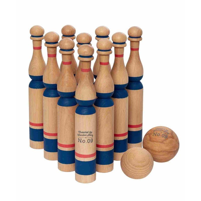 Wooden Bowling Set for Kids & Families (Blue) - Tiny Tugz™