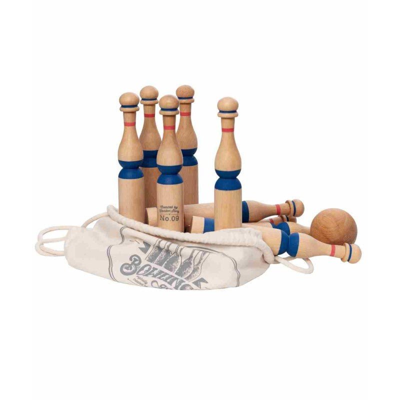 Wooden Bowling Set for Kids & Families (Blue) - Tiny Tugz™