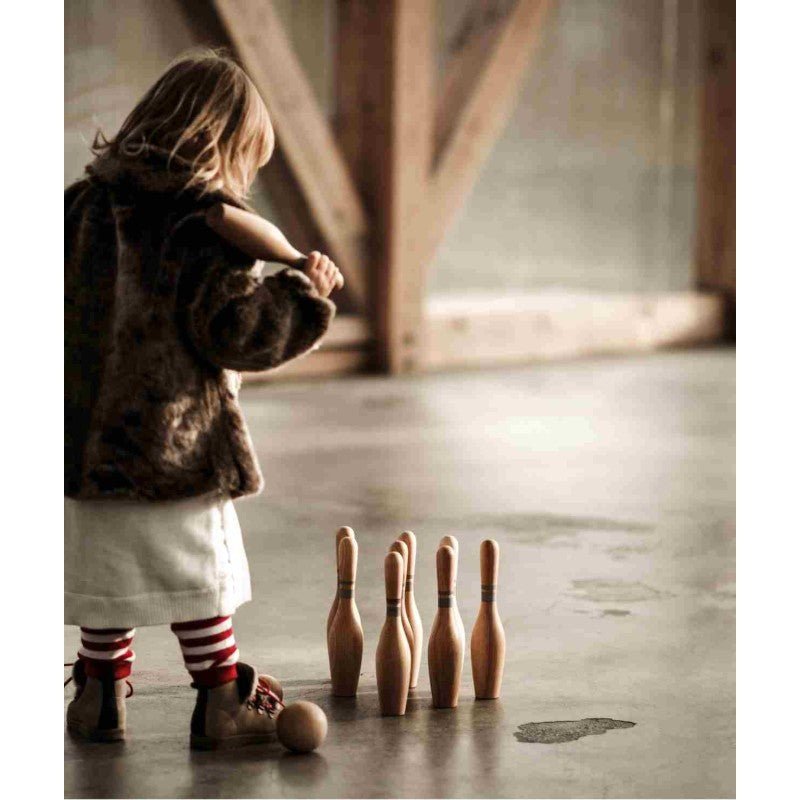 Wooden Bowling Set for Kids & Families (Natural) - Tiny Tugz™
