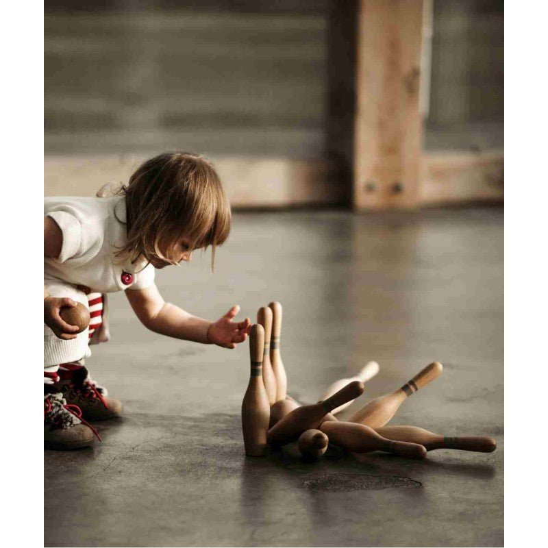 Wooden Bowling Set for Kids & Families (Natural) - Tiny Tugz™