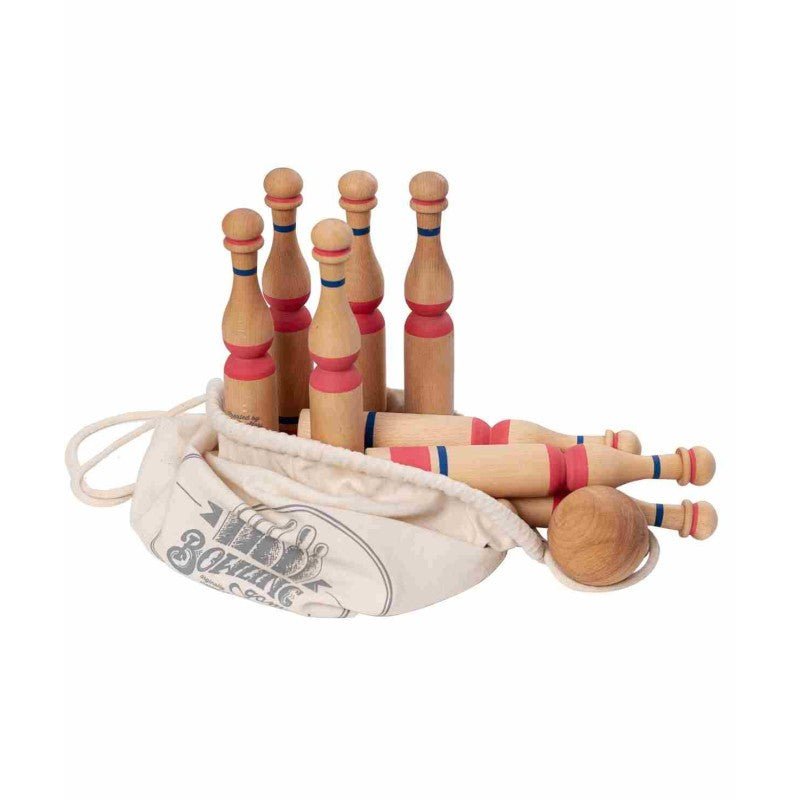 Wooden Bowling Set for Kids & Families (Red) - Tiny Tugz™