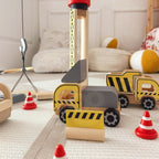 Wooden Construction Site With Vehicles