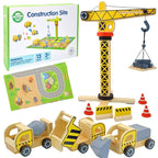 Wooden Construction Site With Vehicles