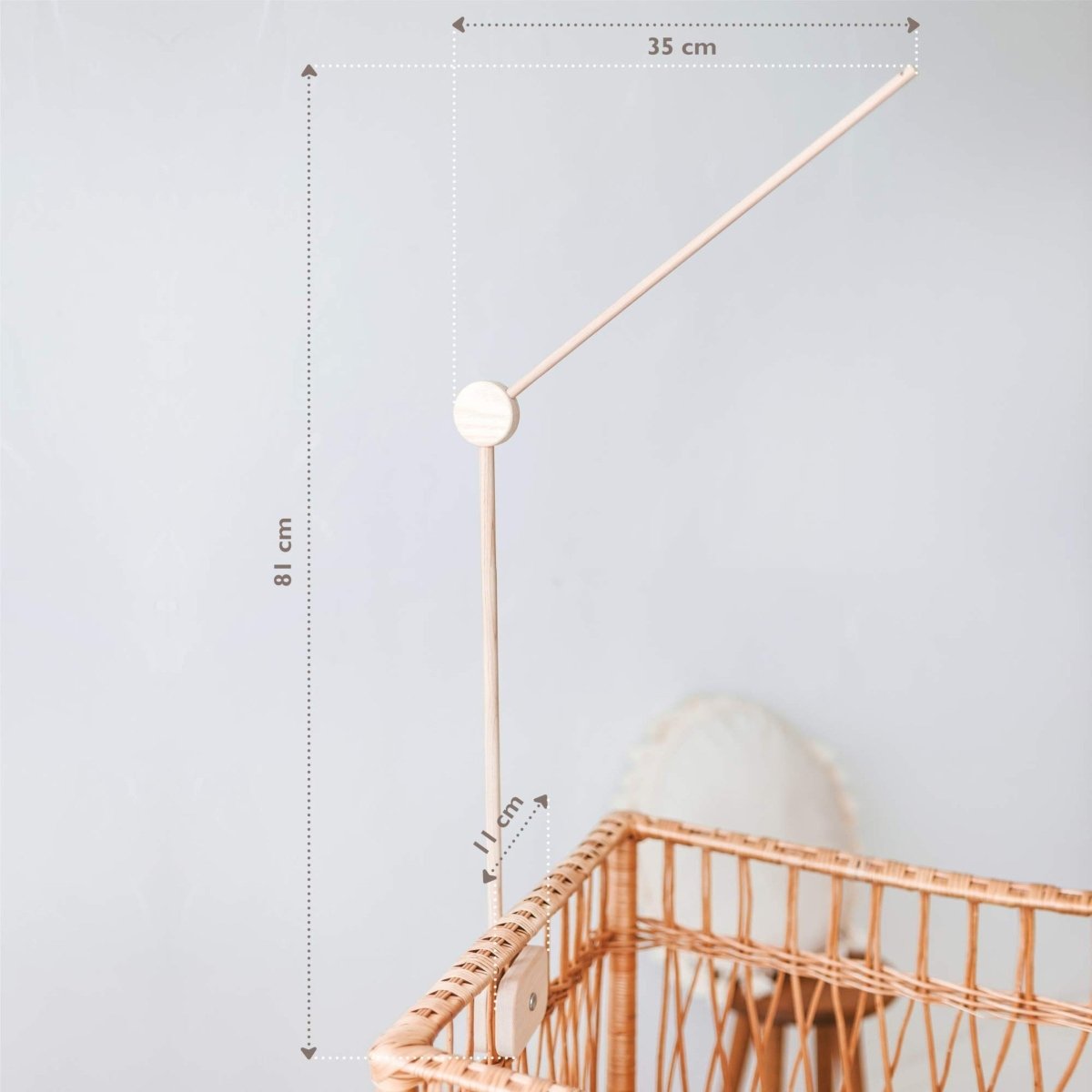 Wooden Cot Mobile Holder - Solid Ash, Unpainted - 81 cm - Tiny Tugz™