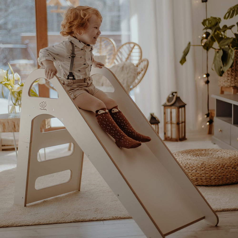 Wooden Indoor Scandinavian-Style Slide for Kids – Smooth Birch Plywood - Tiny Tugz™