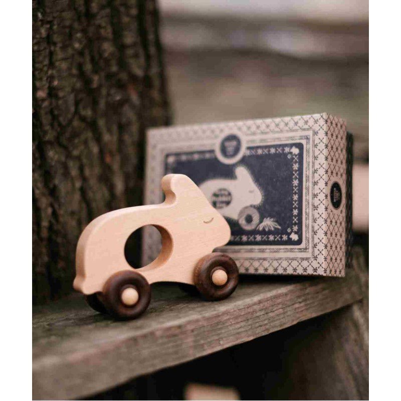 Wooden Rabbit Toy on Wheels – Montessori Eco-Friendly Classic - Tiny Tugz™
