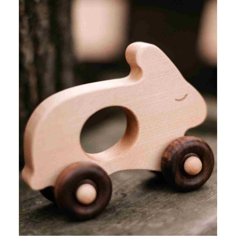 Wooden Rabbit Toy on Wheels – Montessori Eco-Friendly Classic - Tiny Tugz™