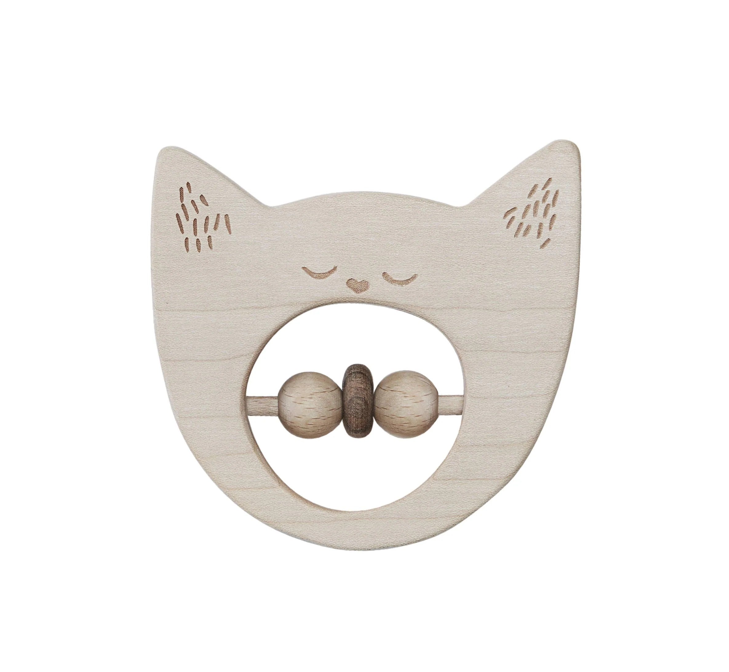 Wooden Rattle - Cat
