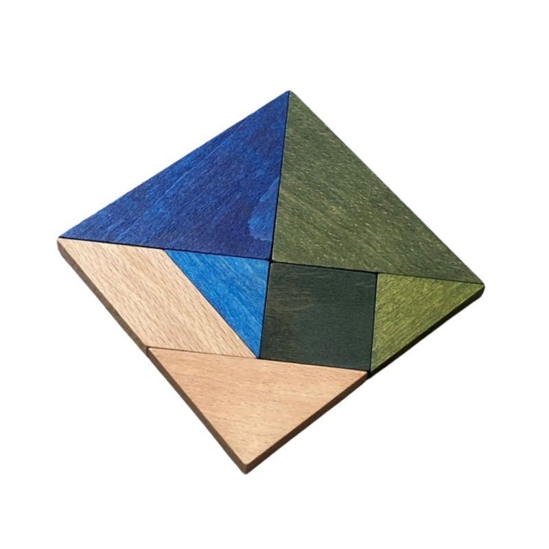 Wooden Tangram Puzzle (Cold Colours) - Tiny Tugz™