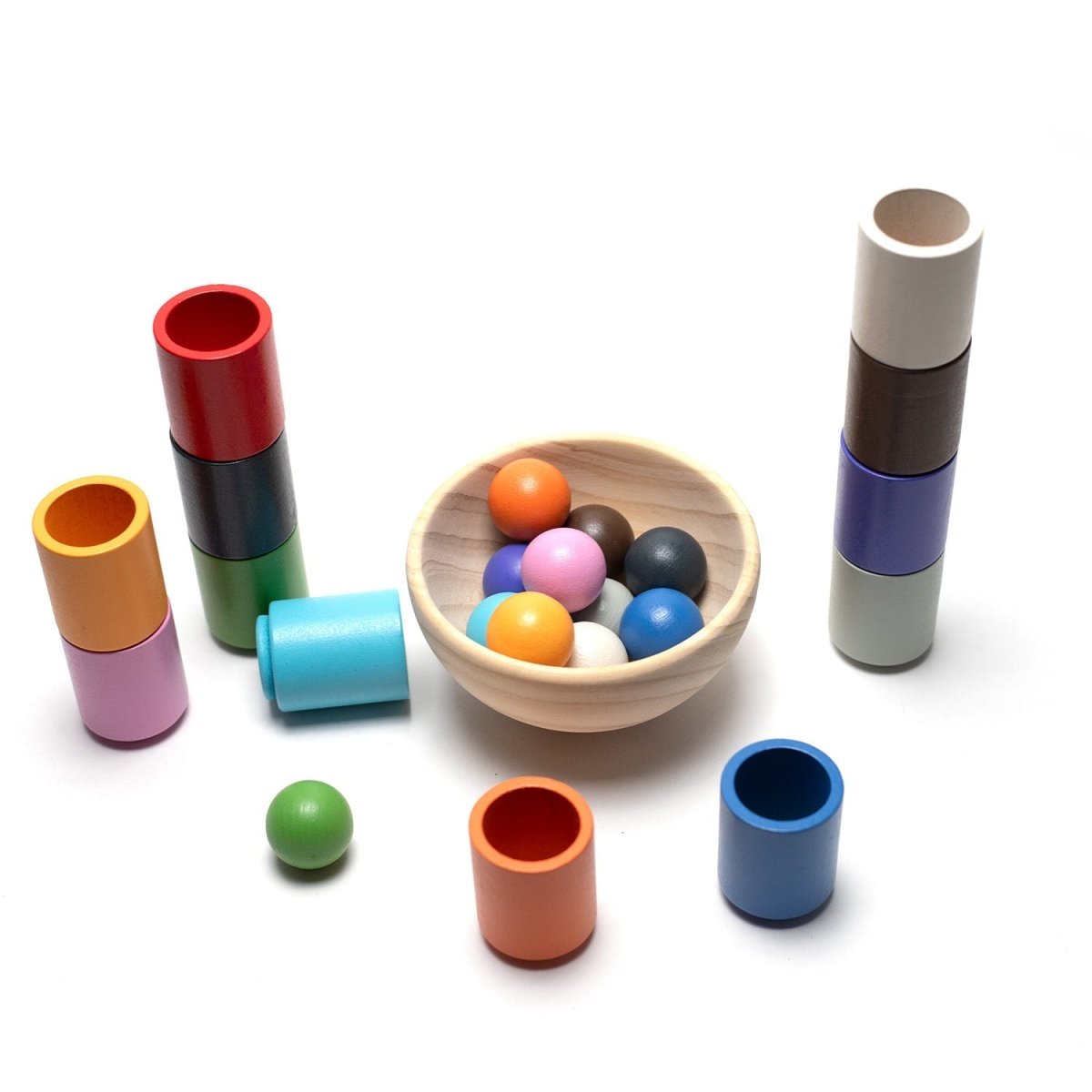 Wooden Toy Cups and Balls Set - Montessori Open-Ended Toy - Tiny Tugz™
