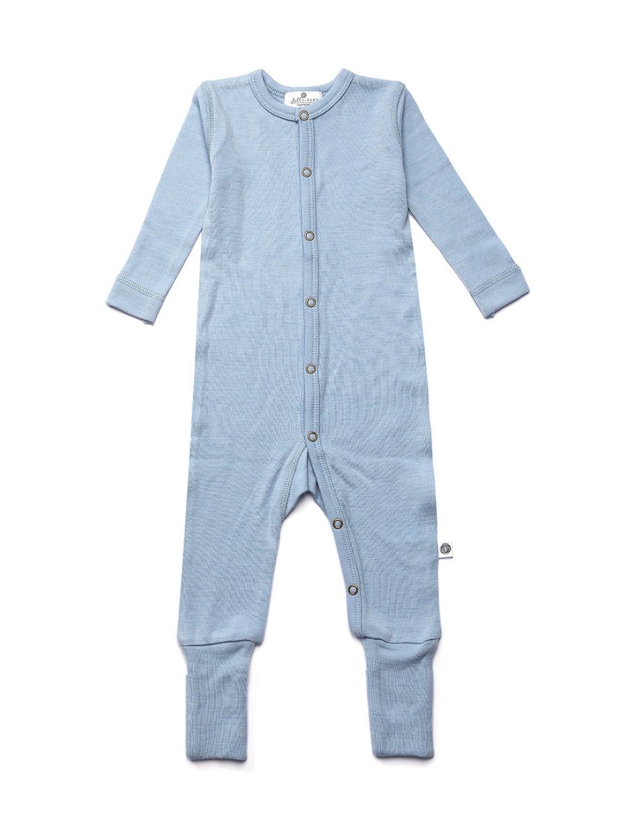 Wool Baby Playsuit - Merino Wool - Blue Fog - Tiny Tugz™