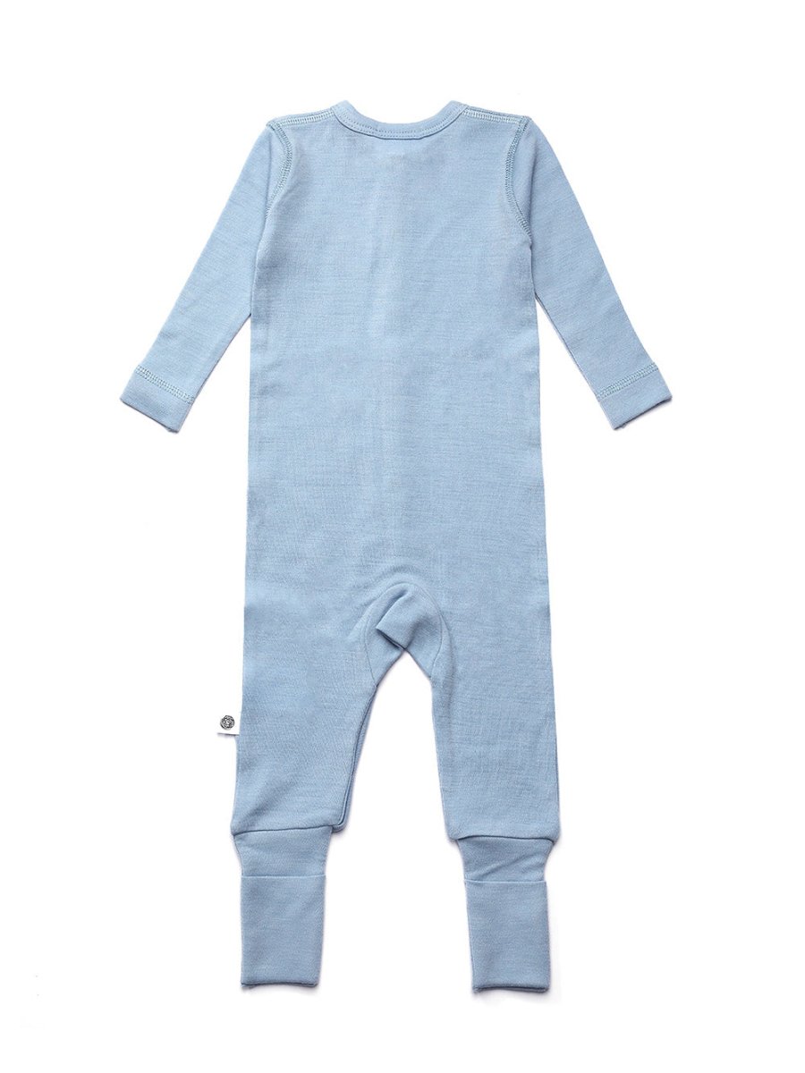 Wool Baby Playsuit - Merino Wool - Blue Fog - Tiny Tugz™