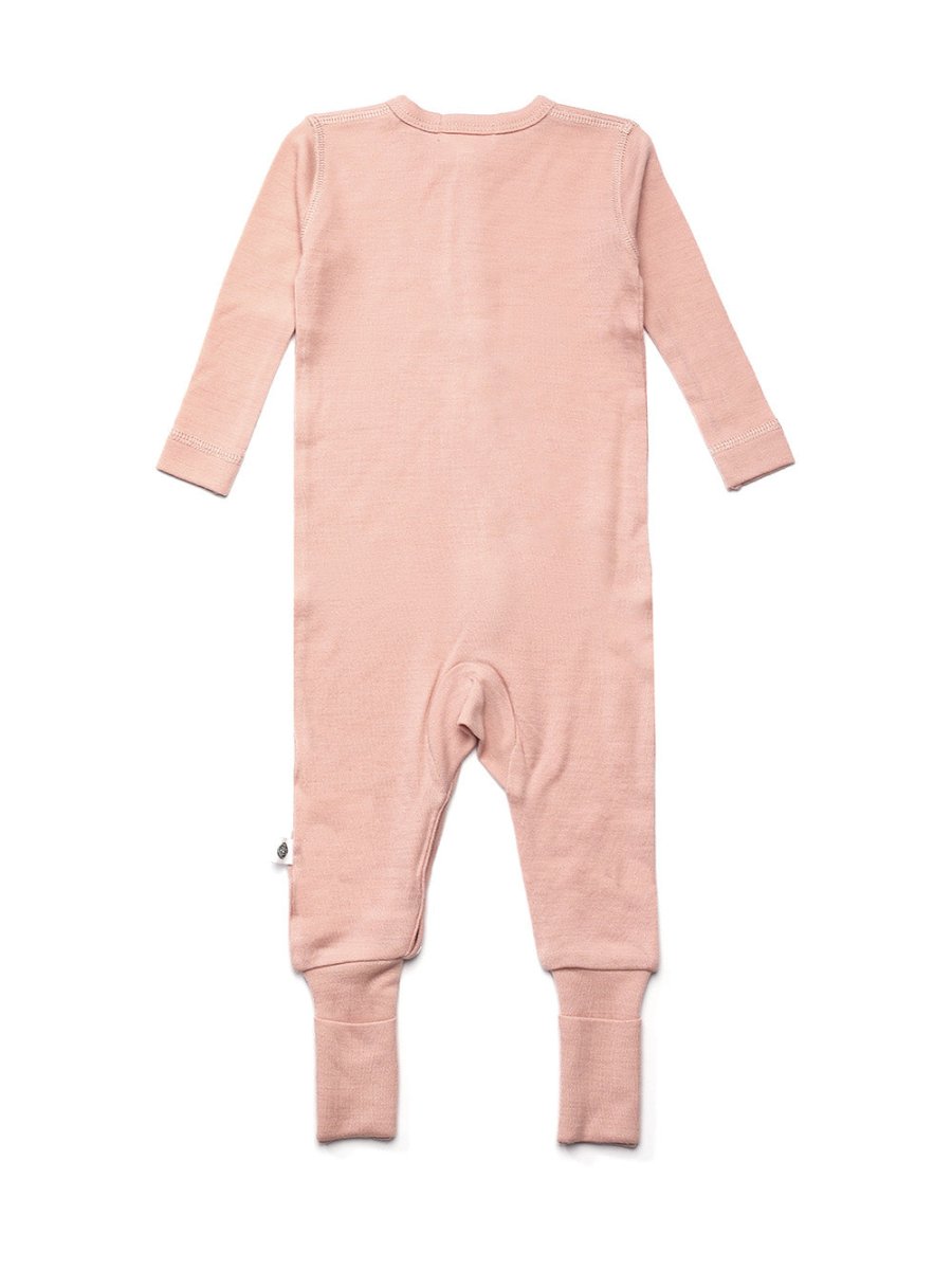 Wool Baby Playsuit - Merino Wool - Misty Rose - Tiny Tugz™