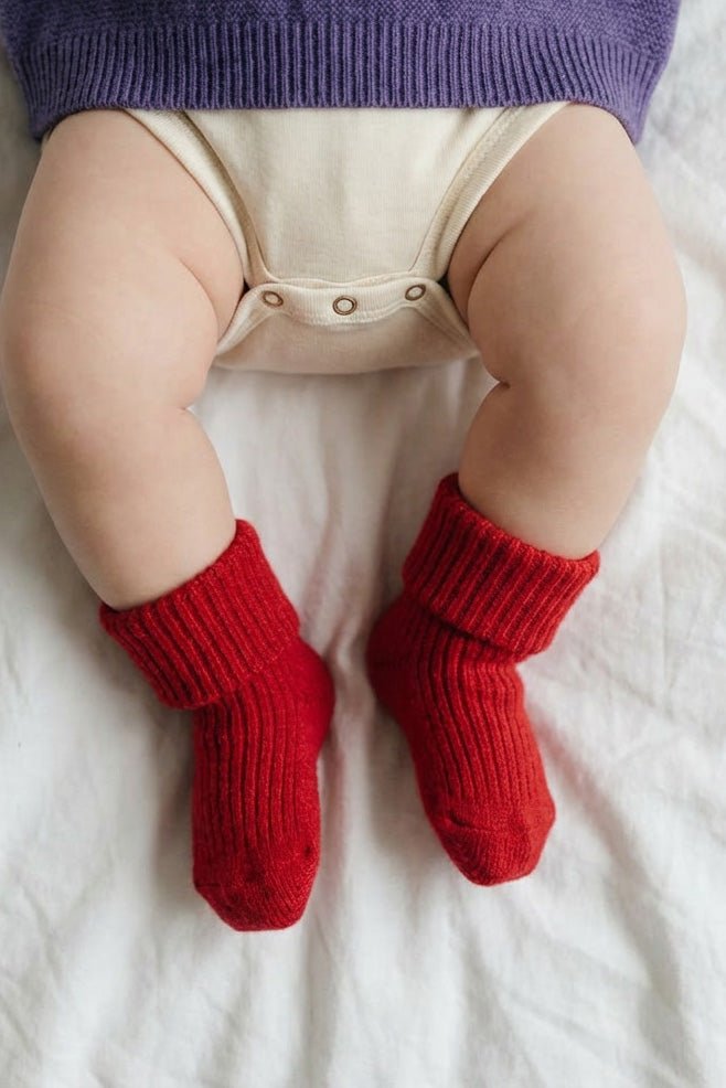 Wool Baby Socks - Lava - Tiny Tugz™