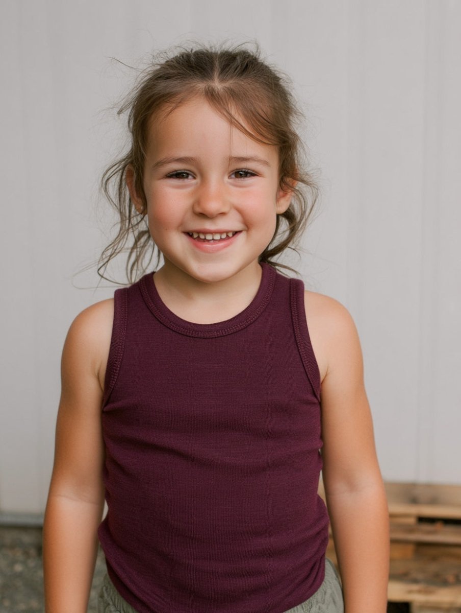 Wool Children's Shirt - Merino Wool - Fig - Tiny Tugz™