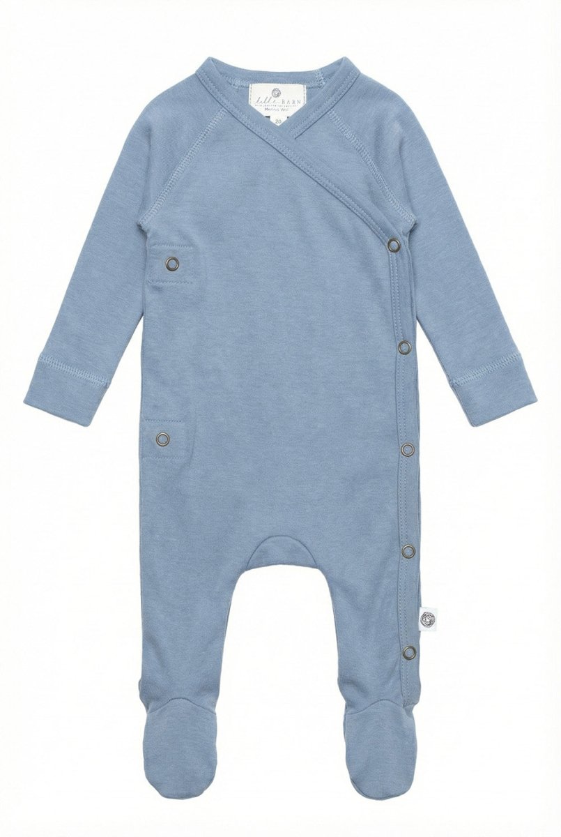 Wool Romper / Crawl Suit - Merino Wool - Blue Fog - Tiny Tugz™