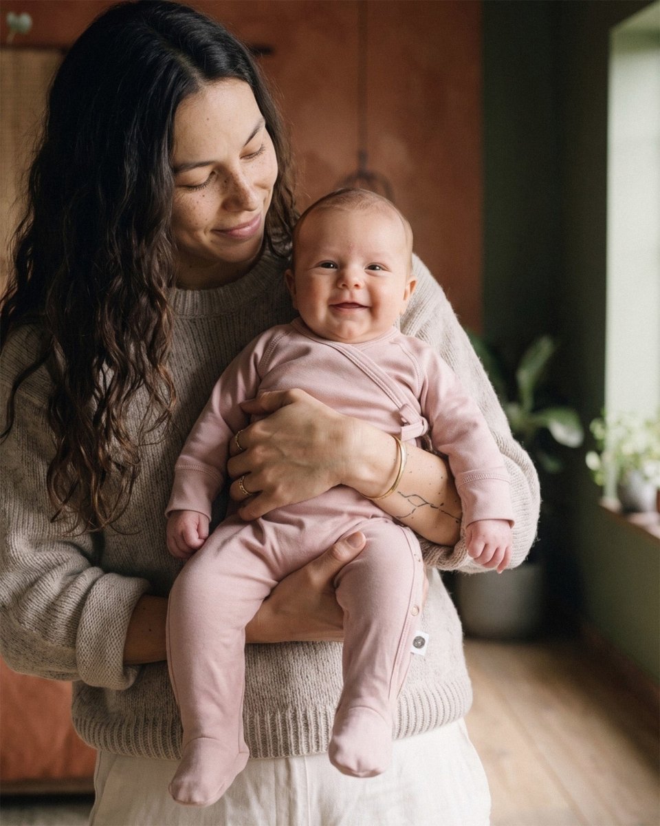 Wool Romper / Crawl Suit - Merino Wool - Misty Rose - Tiny Tugz™