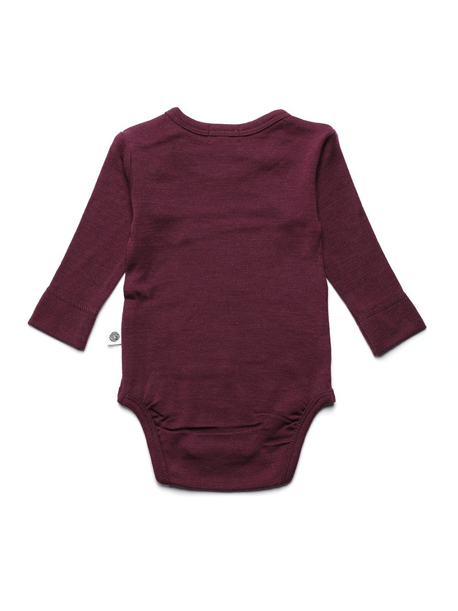 Wool Romper, Long Sleeve - Merino Wool - Fig - Tiny Tugz™