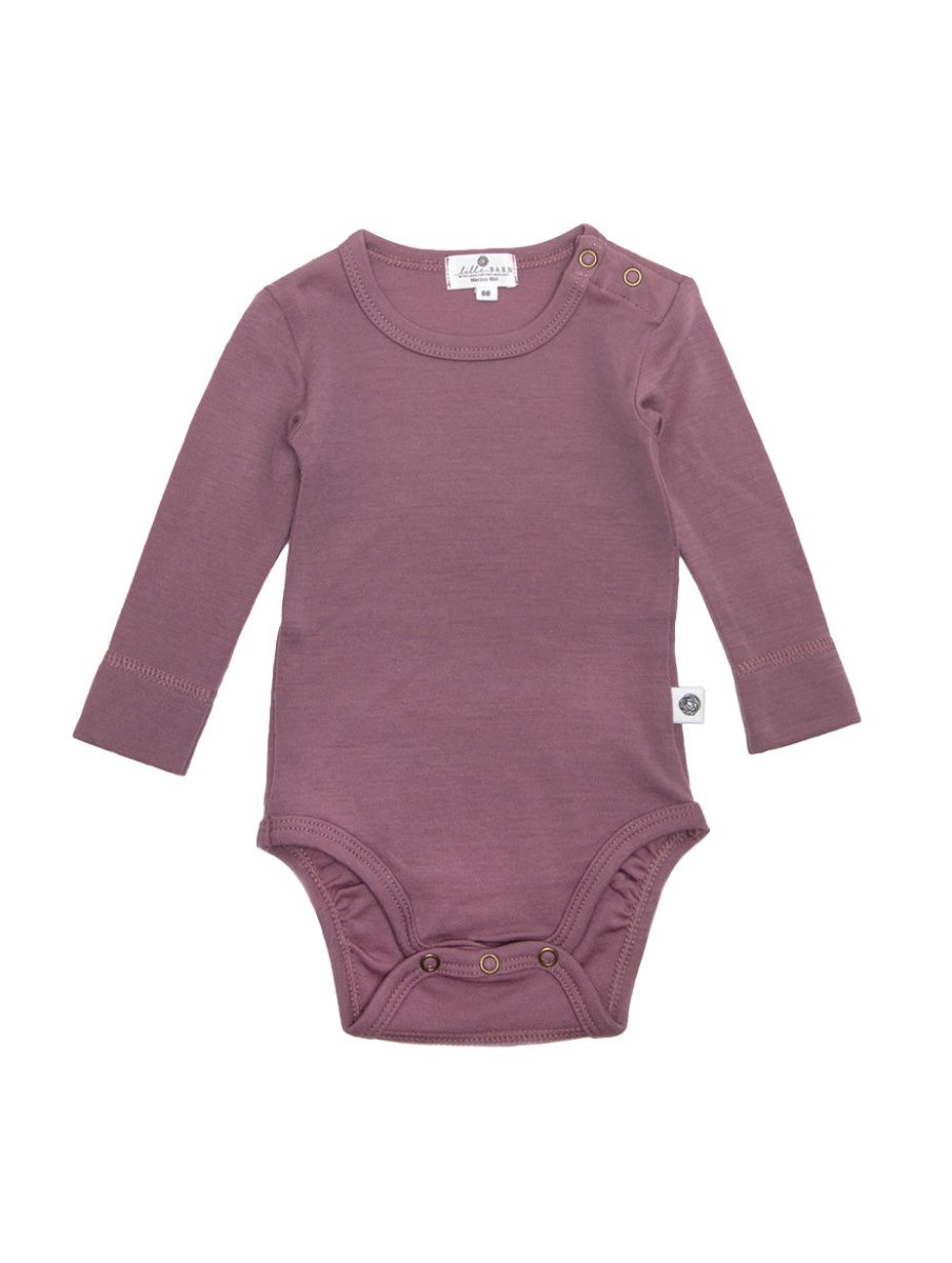 Wool Romper, Long Sleeve - Merino Wool - Grape Shake - Tiny Tugz™