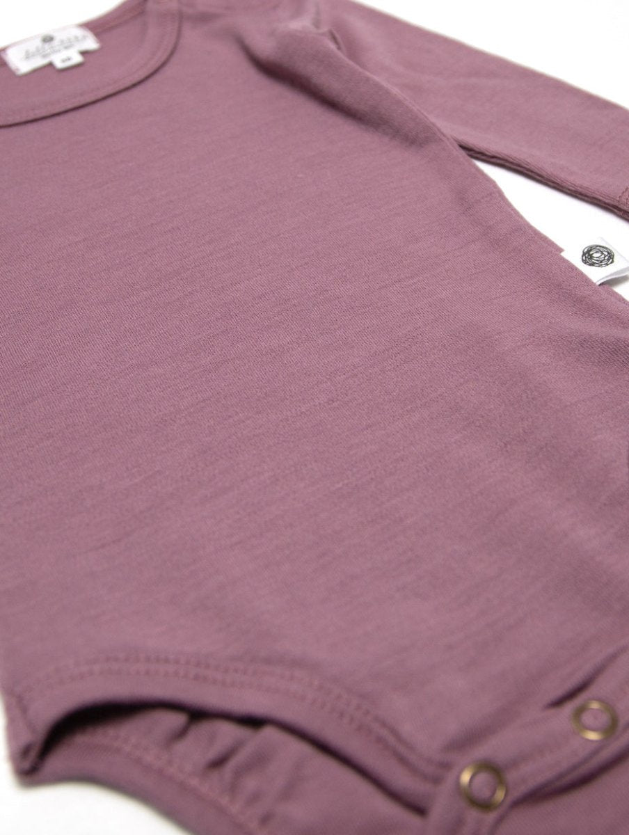 Wool Romper, Long Sleeve - Merino Wool - Grape Shake - Tiny Tugz™