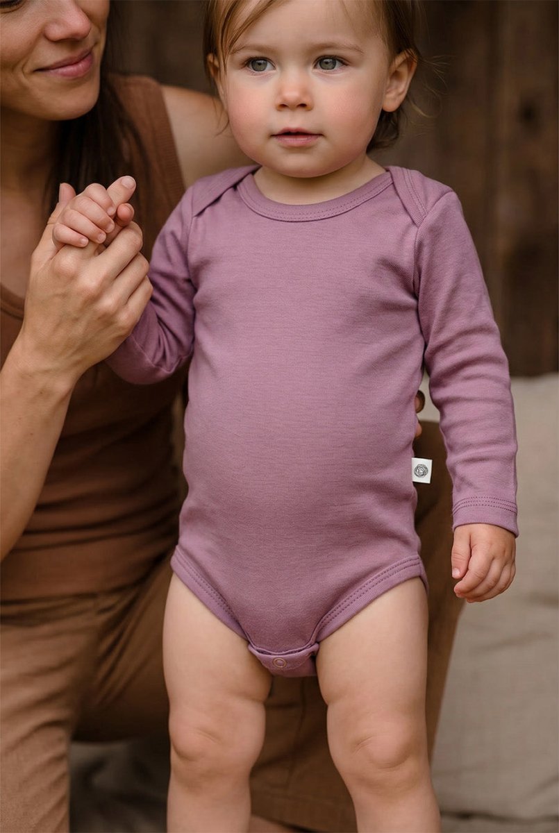 Wool Romper, Long Sleeve - Merino Wool - Lavender Mist - Tiny Tugz™