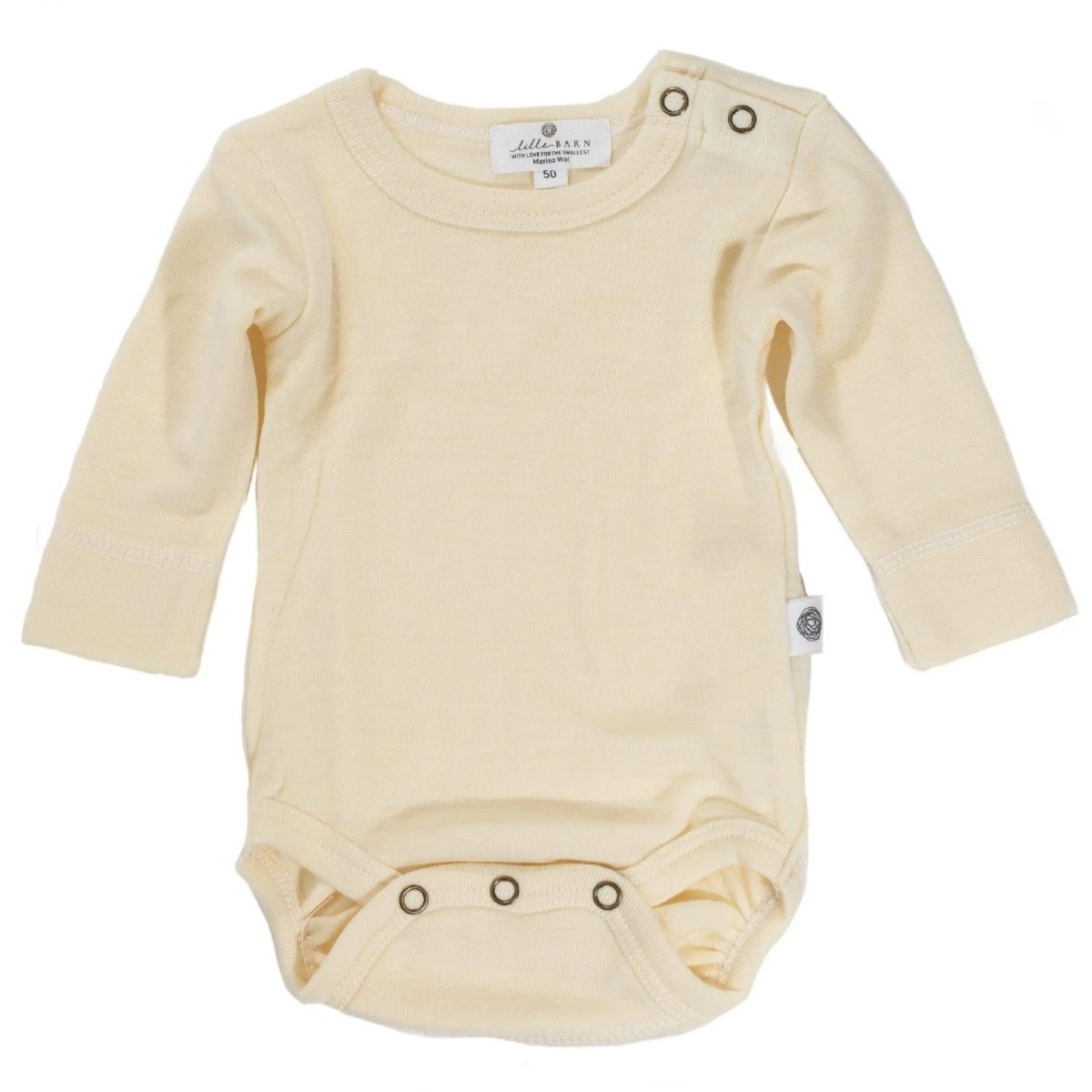 Wool Romper, Long Sleeve - Merino Wool - Natural - Tiny Tugz™