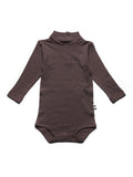Wool Romper, Long Sleeve, Turtleneck - Merino Wool - Peppercorn - Tiny Tugz™