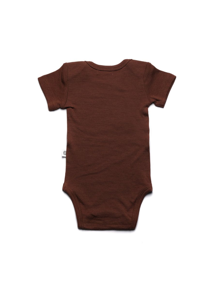 Wool Romper, Short Sleeve - Merino Wool - Cinnamon - Tiny Tugz™