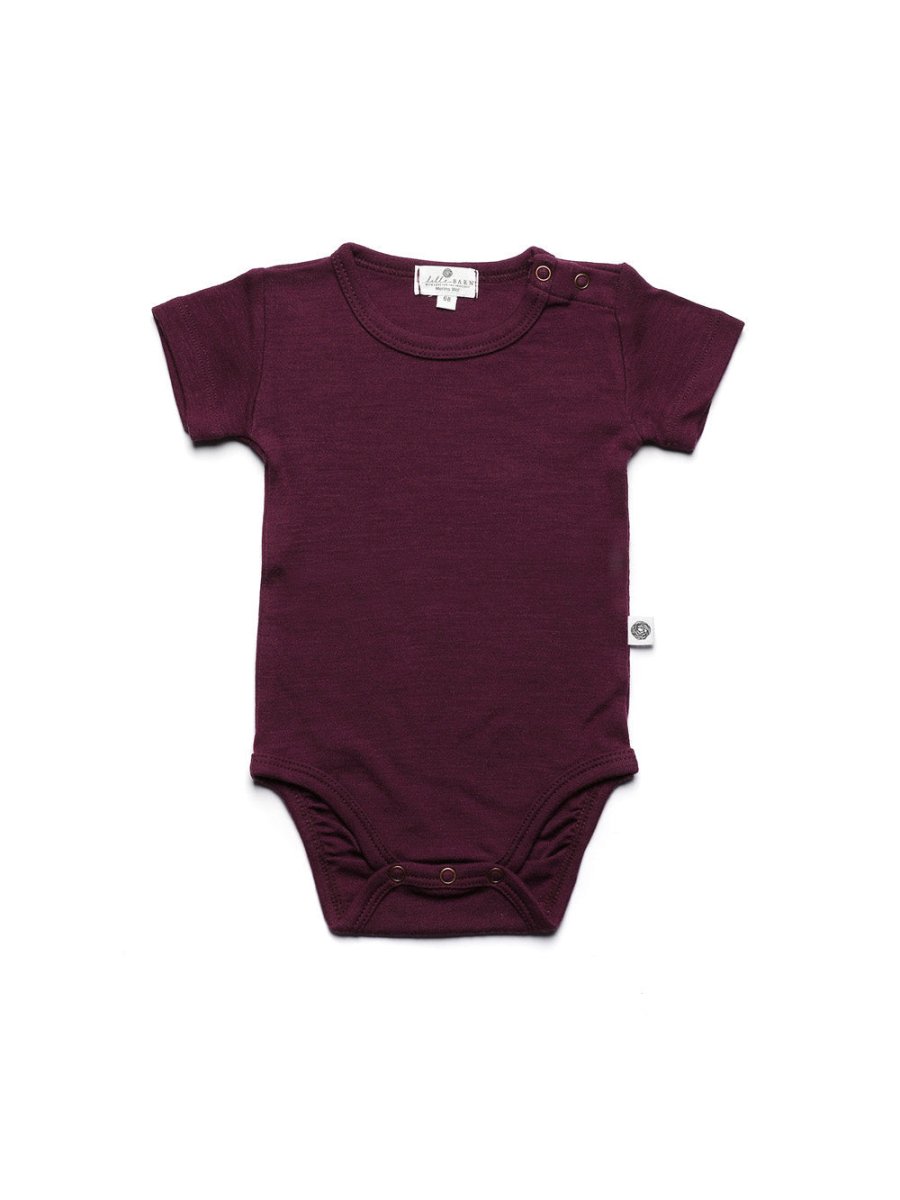 Wool Romper, Short Sleeve - Merino Wool - Fig - Tiny Tugz™