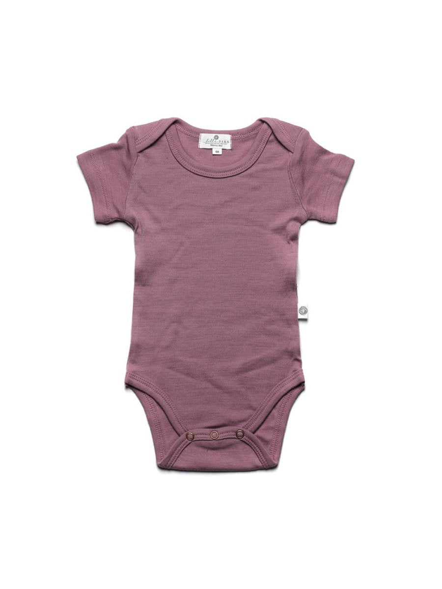 Wool Romper, Short Sleeve - Merino Wool - Grape Shake - Tiny Tugz™