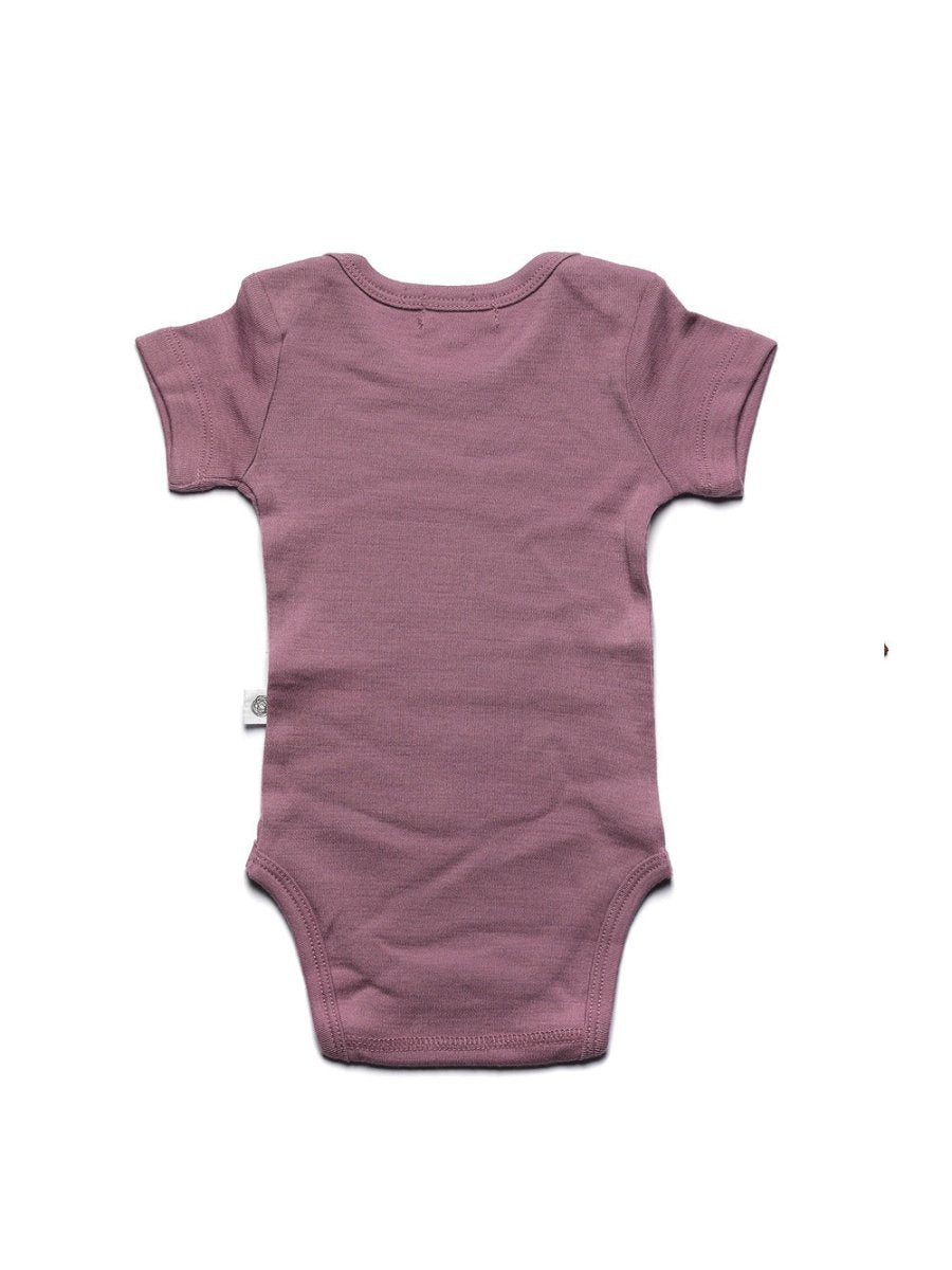 Wool Romper, Short Sleeve - Merino Wool - Grape Shake - Tiny Tugz™