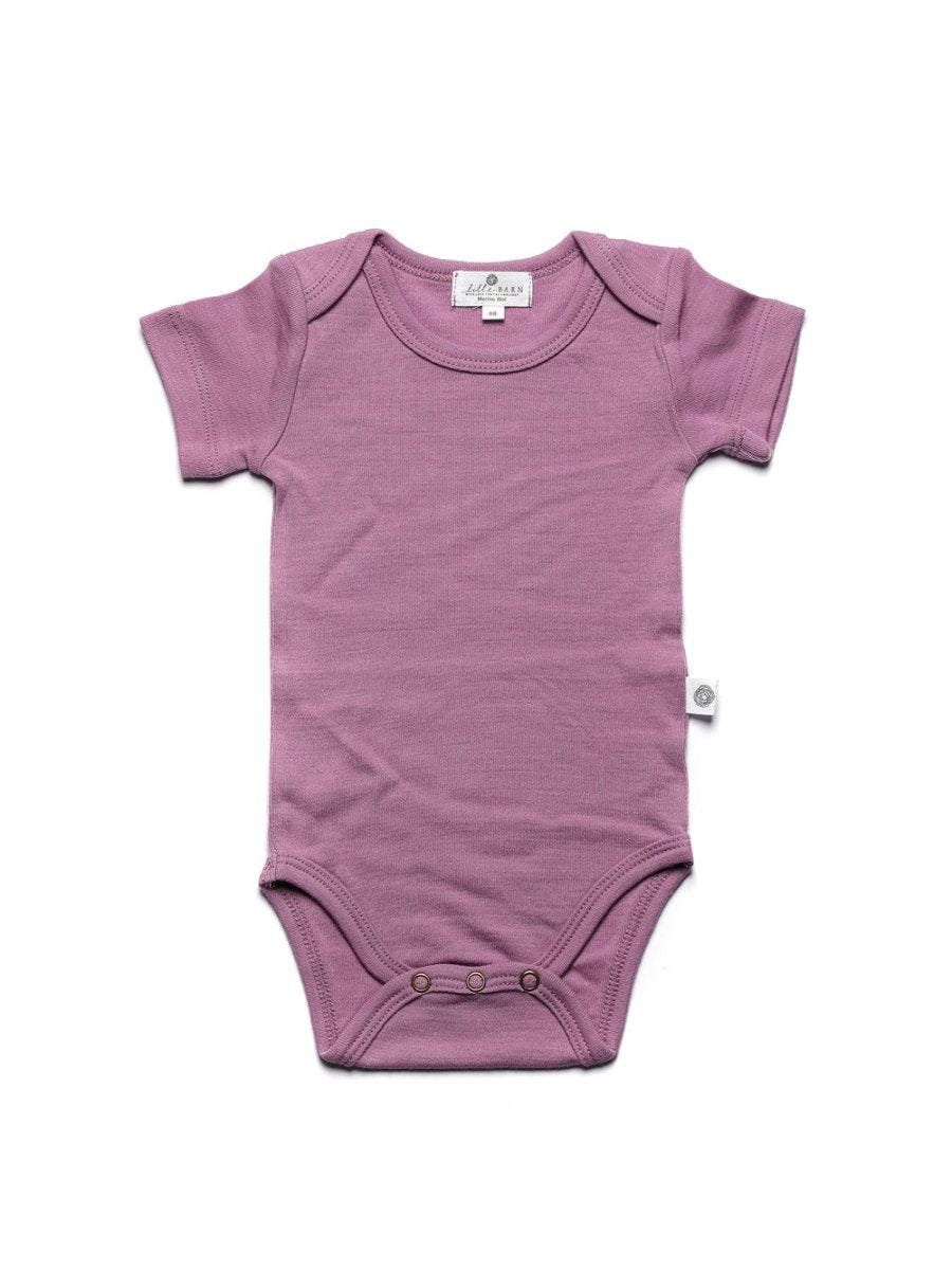 Wool Romper, Short Sleeve - Merino Wool - Lavender Mist - Tiny Tugz™
