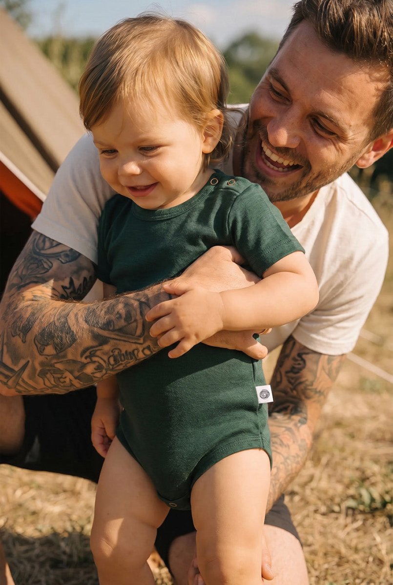 Wool Romper, Short Sleeve - Merino Wool - Mountain View - Tiny Tugz™