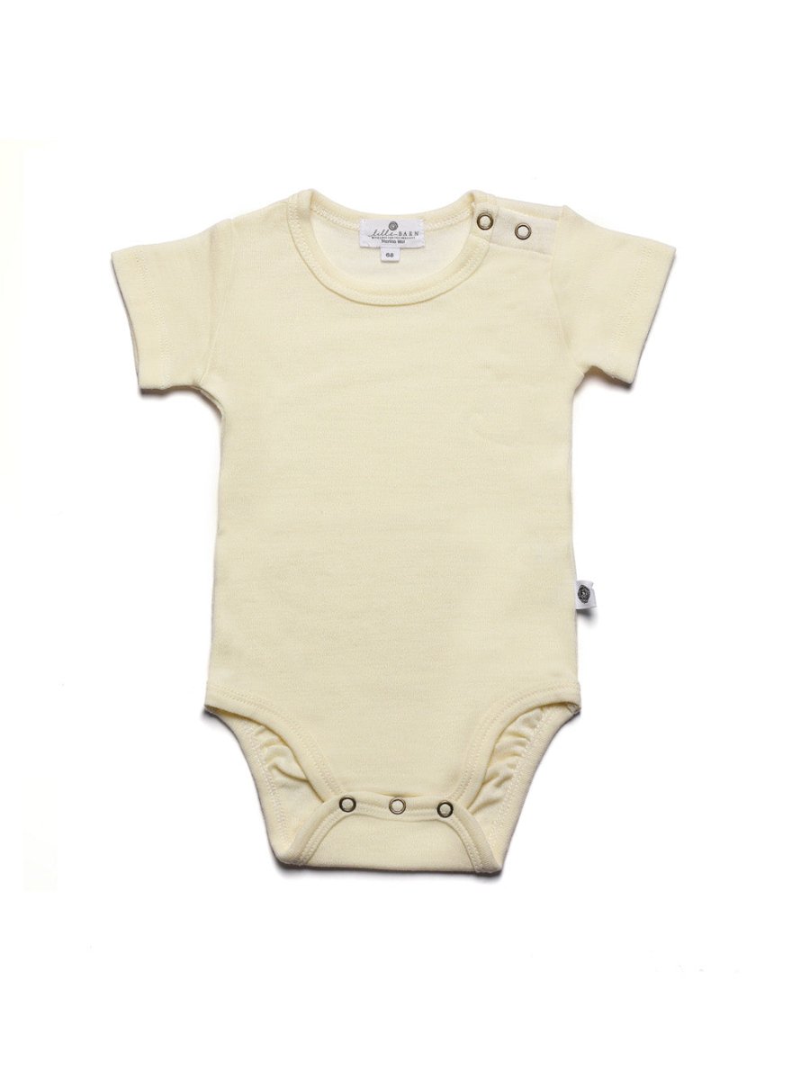 Wool Romper, Short Sleeve - Merino Wool - Natural - Tiny Tugz™