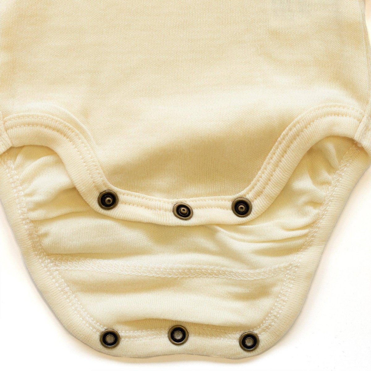 Wool Romper, Short Sleeve - Merino Wool - Natural - Tiny Tugz™
