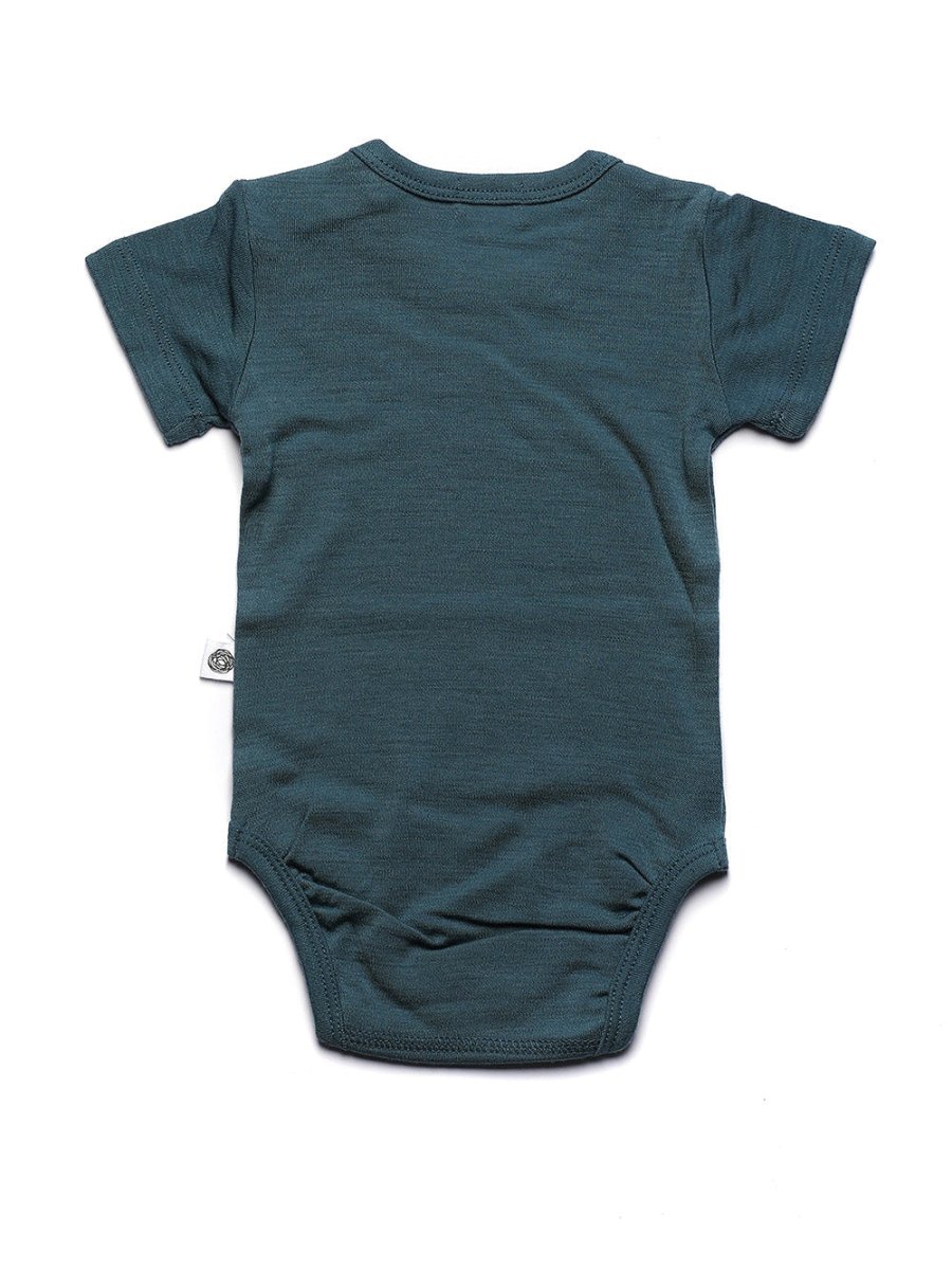 Wool Romper, Short Sleeve - Merino Wool - Orion Blue - Tiny Tugz™