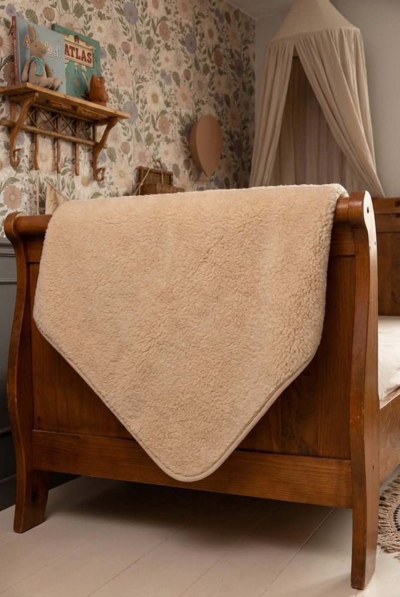 Wool Toddler Bed Blanket 120x150cm - Merino Wool - Almond - Tiny Tugz™