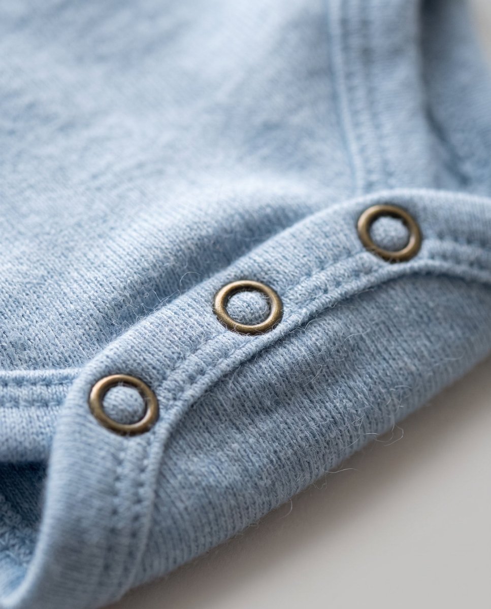 Wool Wrap Romper, Long Sleeve - Merino Wool - Blue Fog - Tiny Tugz™