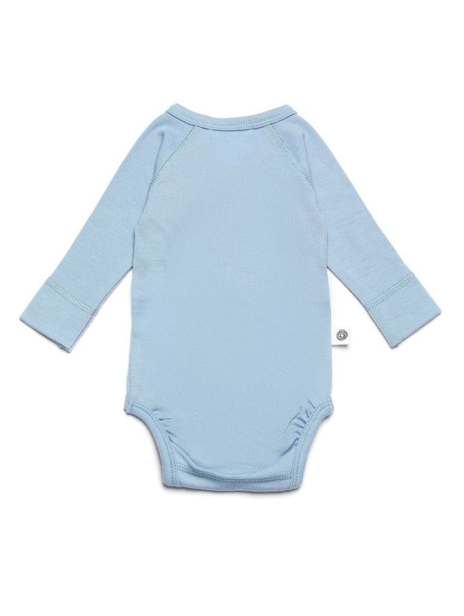 Wool Wrap Romper, Long Sleeve - Merino Wool - Blue Fog - Tiny Tugz™