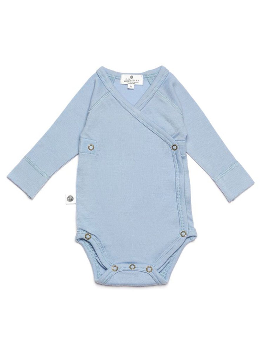 Wool Wrap Romper, Long Sleeve - Merino Wool - Blue Fog - Tiny Tugz™