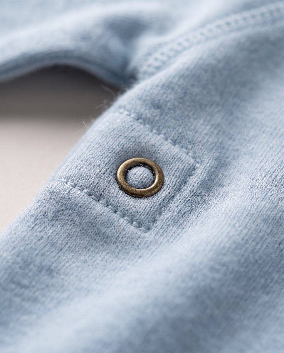 Wool Wrap Romper, Long Sleeve - Merino Wool - Blue Fog - Tiny Tugz™