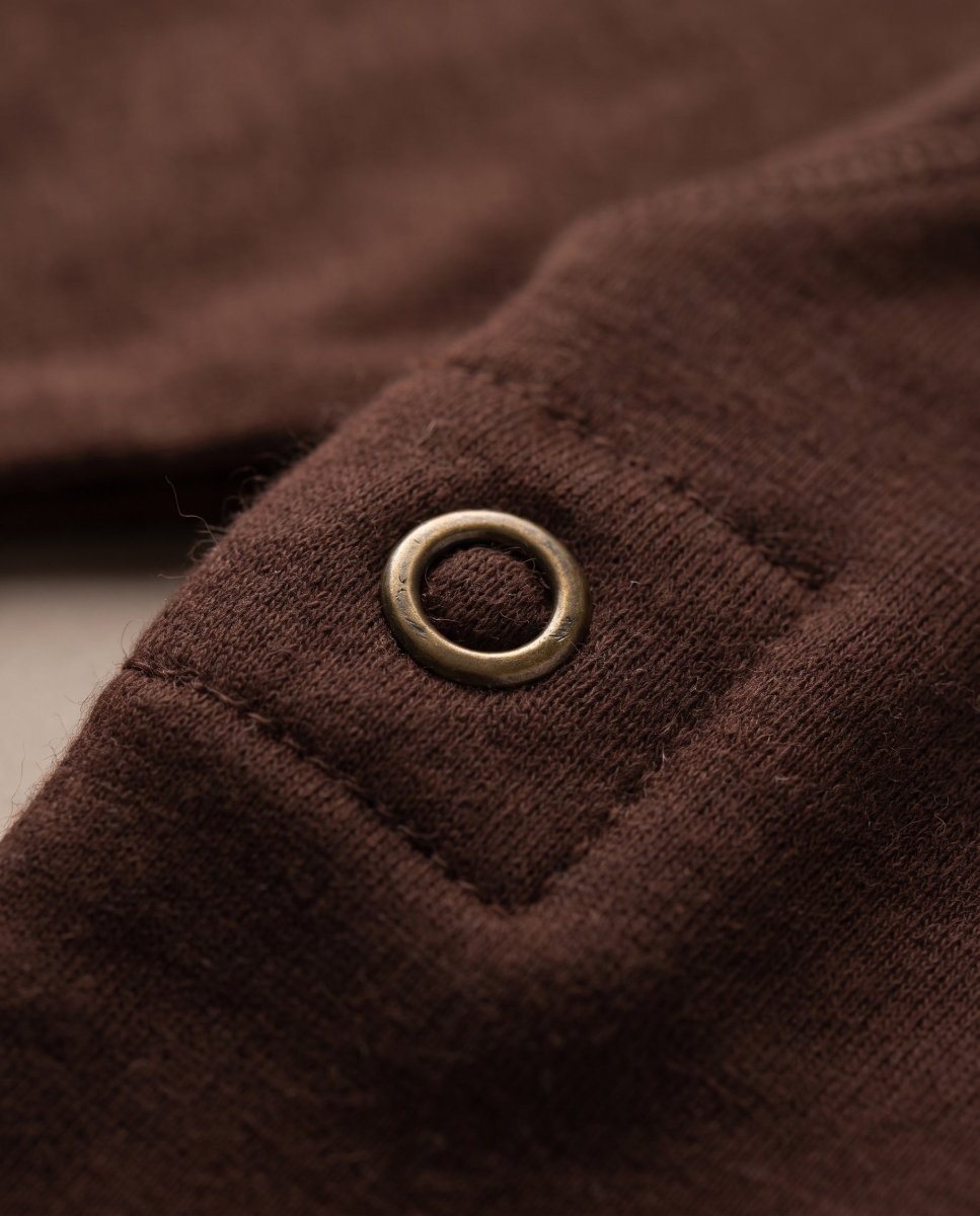 Wool Wrap Romper, Long Sleeve - Merino Wool - Chocolate Fondant - Tiny Tugz™