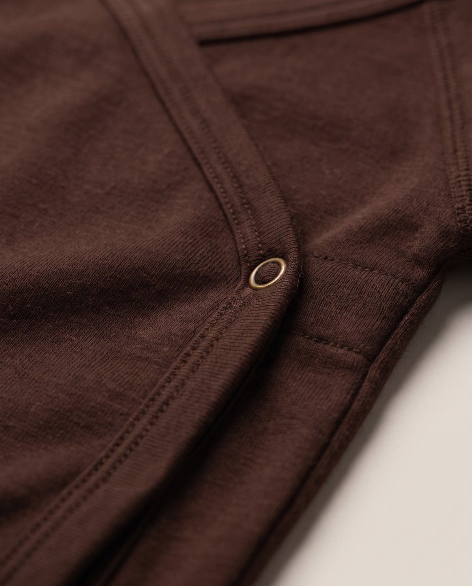Wool Wrap Romper, Long Sleeve - Merino Wool - Chocolate Fondant - Tiny Tugz™