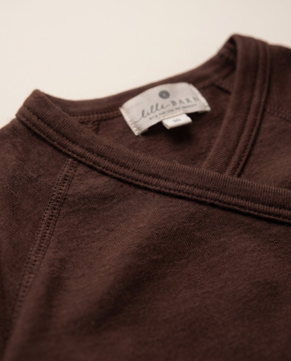 Wool Wrap Romper, Long Sleeve - Merino Wool - Chocolate Fondant - Tiny Tugz™