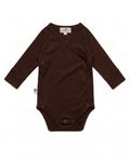 Wool Wrap Romper, Long Sleeve - Merino Wool - Chocolate Fondant - Tiny Tugz™