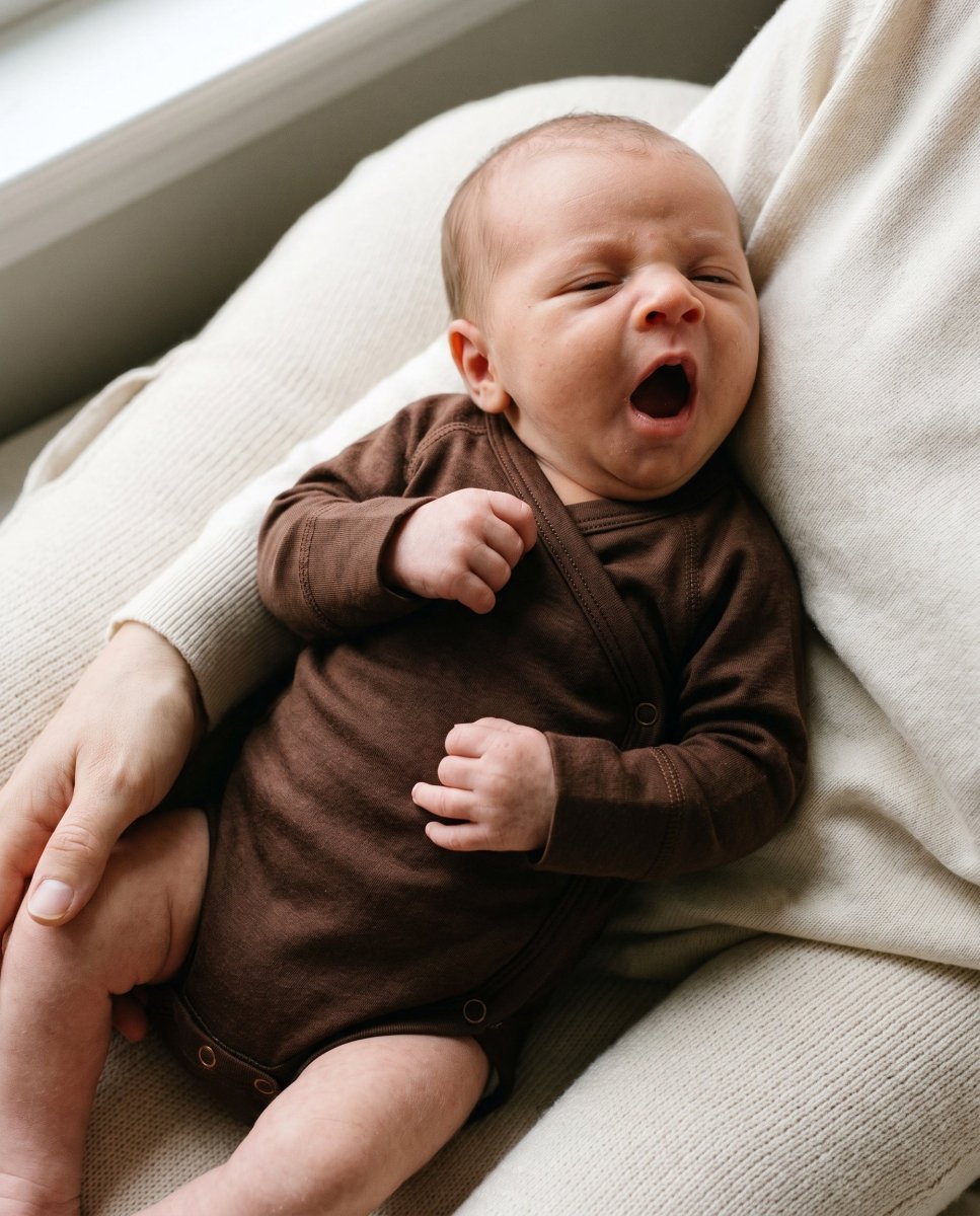 Wool Wrap Romper, Long Sleeve - Merino Wool - Chocolate Fondant - Tiny Tugz™