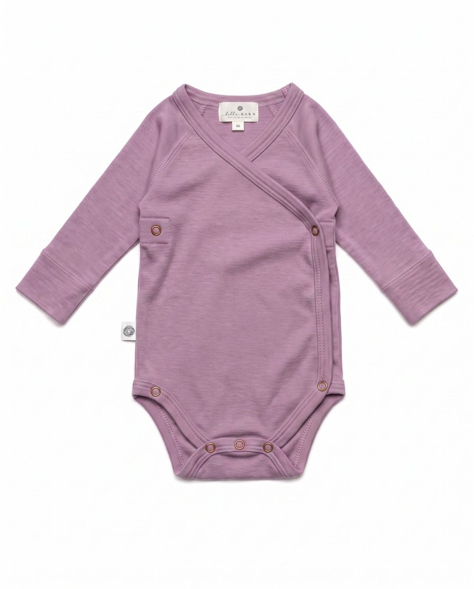 Wool Wrap Romper, Long Sleeve - Merino Wool - Lavender Mist - Tiny Tugz™